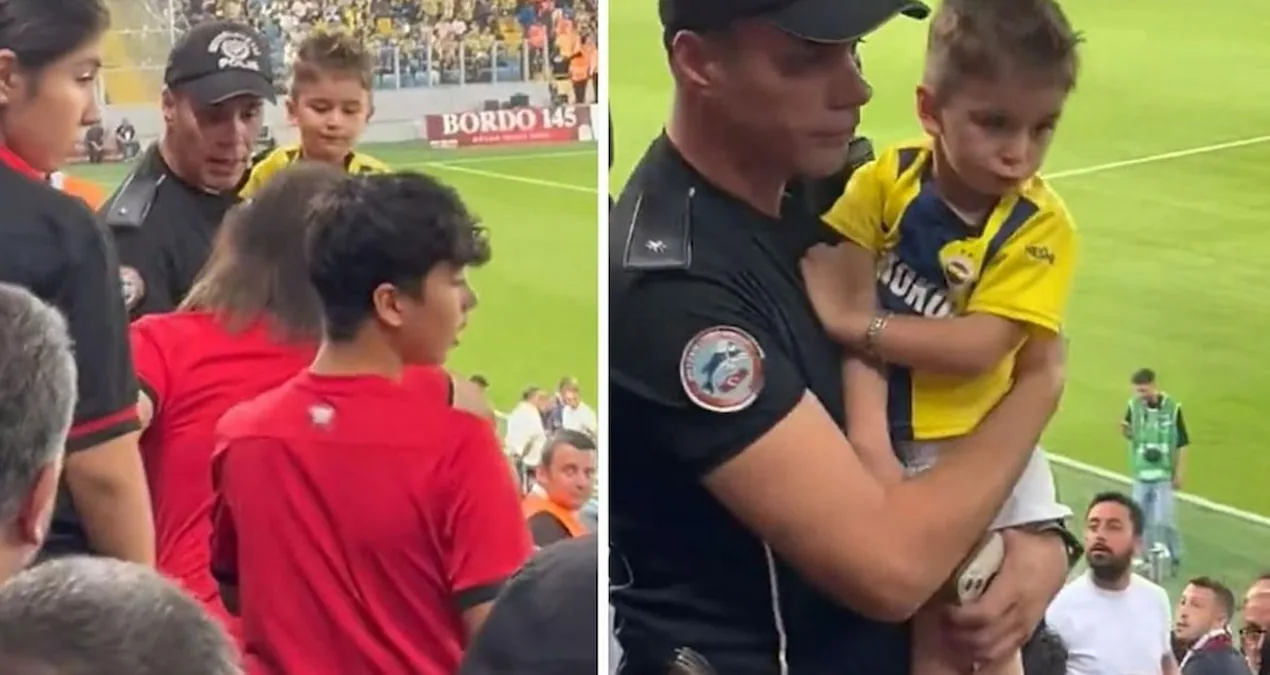 Minik taraftarın formasını zorla çıkarttıran tribün zorbası gözaltına alındı!